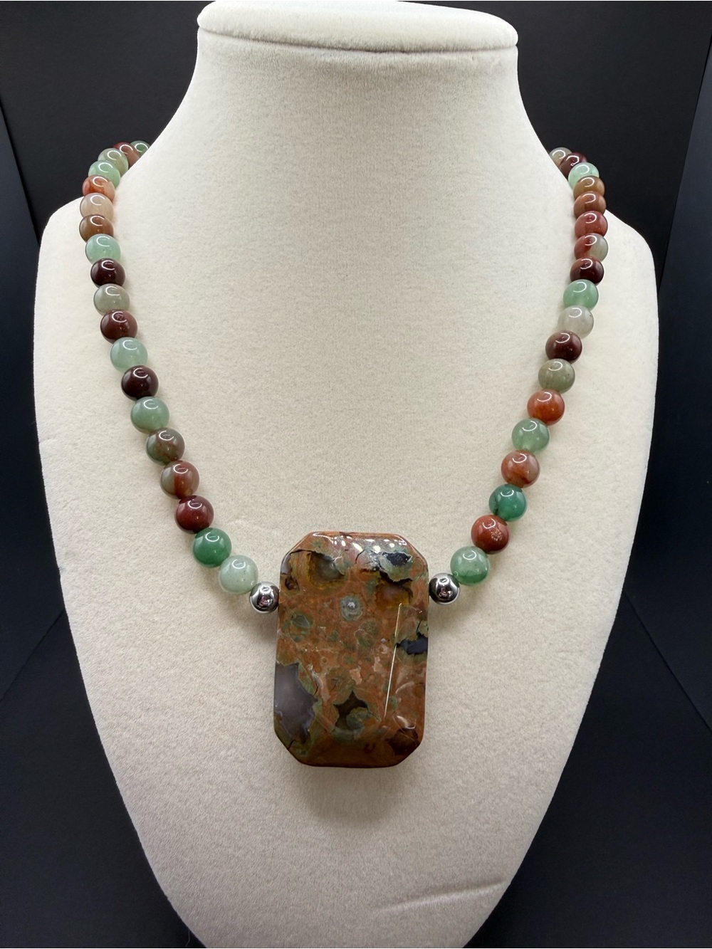 Multicolor Aventurine and Rhyolite Jasper Necklace